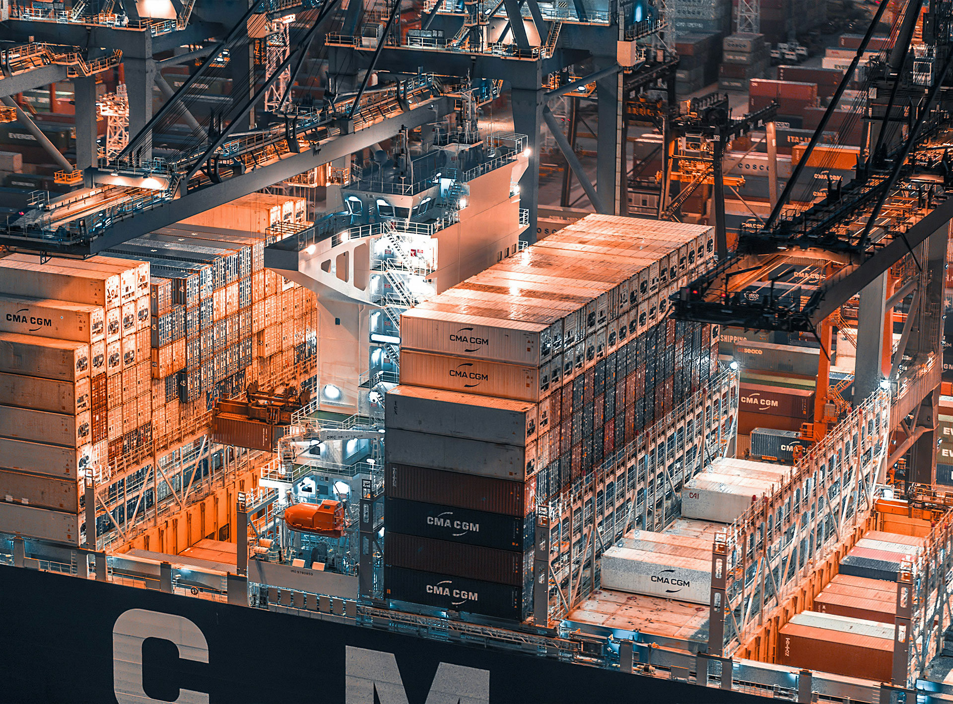 orange-and-black-cargo-containers